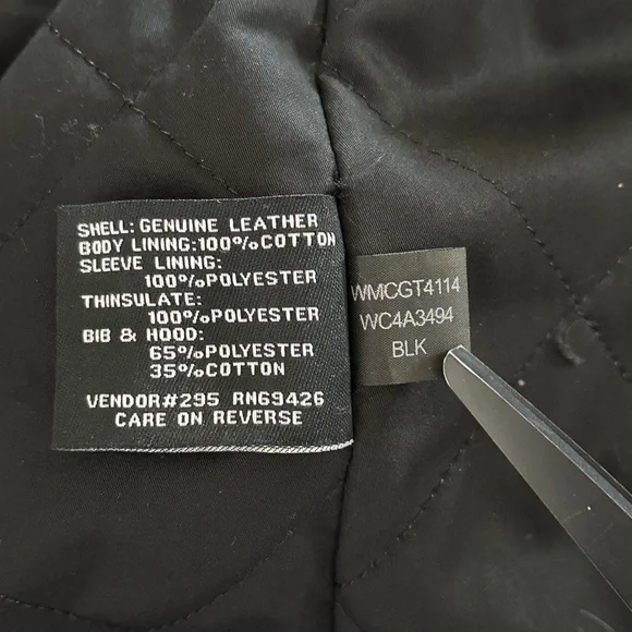 Wilsons Alan Black Leather Grunge Motorcycle Jacket With Removable Hood Size L - Picture 12 of 15